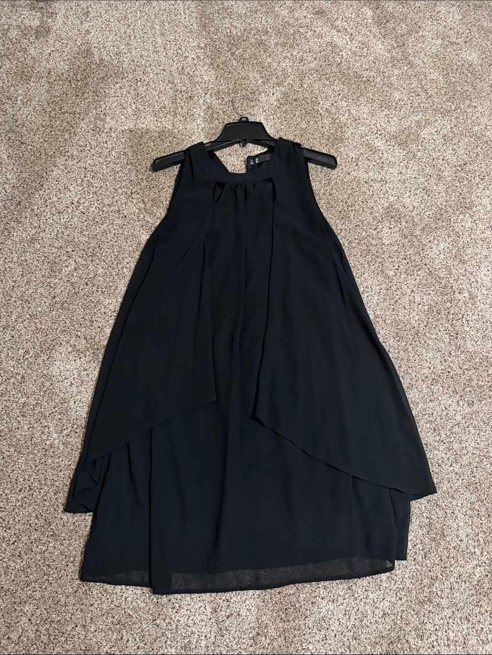 Leslie Fay Black High-Low Layered Sleeveless Dress